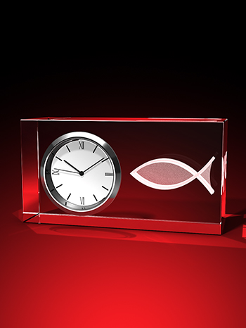 Fisch / ICHTHYS - Uhr, Glas eckig – GLASFOTO.COM